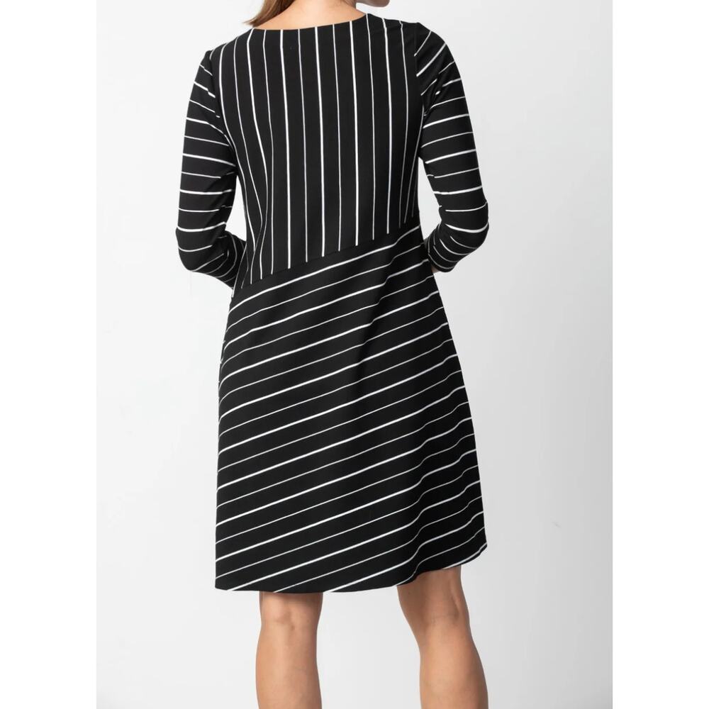 Habitat Swing Dress 3/4 Sleeve Striped Black 1X Pocket Travel Office Classic - Picture 2 of 11